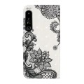 For Sony Xperia 10 IV Oil Embossed 3D Drawing Leather Phone Case(Lace Flower)