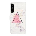 For Sony Xperia 10 IV Oil Embossed 3D Drawing Leather Phone Case(Triangular Marble)