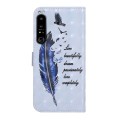 For Sony Xperia 10 IV Oil Embossed 3D Drawing Leather Phone Case(Blue Feather)