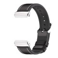 For Redmi Watch 3 Lite / Watch 3 Active Mijobs TPU Leather Watch Band(Black Silver)