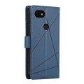 For Google Pixel 3a PU Genuine Leather Texture Embossed Line Phone Case(Blue)