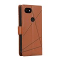 For Google Pixel 3a PU Genuine Leather Texture Embossed Line Phone Case(Brown)