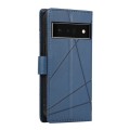 For Google Pixel 6 Pro PU Genuine Leather Texture Embossed Line Phone Case(Blue)