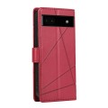 For Google Pixel 6a PU Genuine Leather Texture Embossed Line Phone Case(Red)