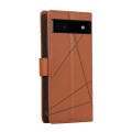 For Google Pixel 6a PU Genuine Leather Texture Embossed Line Phone Case(Brown)