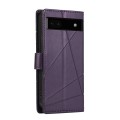 For Google Pixel 6a PU Genuine Leather Texture Embossed Line Phone Case(Purple)