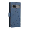 For Google Pixel 7 PU Genuine Leather Texture Embossed Line Phone Case(Blue)