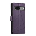 For Google Pixel 7 PU Genuine Leather Texture Embossed Line Phone Case(Purple)