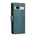 For Google Pixel 7a PU Genuine Leather Texture Embossed Line Phone Case(Green)