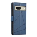 For Google Pixel 8 PU Genuine Leather Texture Embossed Line Phone Case(Blue)