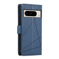For Google Pixel 8 Pro PU Genuine Leather Texture Embossed Line Phone Case(Blue)