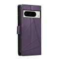 For Google Pixel 8 Pro PU Genuine Leather Texture Embossed Line Phone Case(Purple)