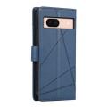For Google Pixel 8a PU Genuine Leather Texture Embossed Line Phone Case(Blue)