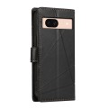 For Google Pixel 8a PU Genuine Leather Texture Embossed Line Phone Case(Black)