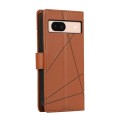 For Google Pixel 8a PU Genuine Leather Texture Embossed Line Phone Case(Brown)