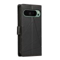 For Google Pixel 9 PU Genuine Leather Texture Embossed Line Phone Case(Black)