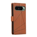 For Google Pixel 9 PU Genuine Leather Texture Embossed Line Phone Case(Brown)