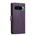For Google Pixel 9 PU Genuine Leather Texture Embossed Line Phone Case(Purple)