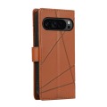 For Google Pixel 9 Pro PU Genuine Leather Texture Embossed Line Phone Case(Brown)