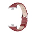 For Xiaomi Mi Band 8 Pro Mijobs Genuine Leather Slim Watch Band(Red Silver)