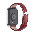 For Xiaomi Mi Band 8 Pro Mijobs Genuine Leather Slim Watch Band(Red Silver)