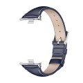 For Xiaomi Mi Band 8 Pro Mijobs Genuine Leather Slim Watch Band(Blue Silver)