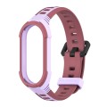 For Xiaomi Mi Band 8 MIJOBS Unibody Two Color Silicone Watch Band(Purple Wine Red)