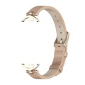 For Xiaomi Mi Band 8 Mijobs First Layer Cowhide Watch Band(Apricot Light Gold)
