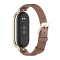For Xiaomi Mi Band 8 Mijobs First Layer Cowhide Watch Band(Brown Light Gold)