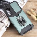 For Samsung Galaxy S23 FE 5G Camera Shield Card Slot PC+TPU Phone Case(Dark Green)