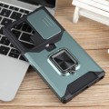 For Samsung Galaxy S24 Ultra 5G Camera Shield Card Slot PC+TPU Phone Case(Dark Green)