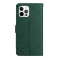 For iPhone 15 Pro Max Rhombic Grid Texture Leather Phone Case(Green)