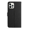 For iPhone 15 Pro Max Rhombic Grid Texture Leather Phone Case(Black)