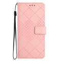 For iPhone 15 Pro Max Rhombic Grid Texture Leather Phone Case(Pink)