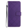 For iPhone 15 Pro Rhombic Grid Texture Leather Phone Case(Purple)