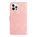 For iPhone 15 Pro Rhombic Grid Texture Leather Phone Case(Pink)