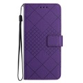 For iPhone 15 Plus Rhombic Grid Texture Leather Phone Case(Purple)