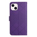 For iPhone 15 Plus Rhombic Grid Texture Leather Phone Case(Purple)