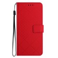 For iPhone 15 Plus Rhombic Grid Texture Leather Phone Case(Red)