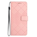 For iPhone 15 Plus Rhombic Grid Texture Leather Phone Case(Pink)