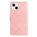 For iPhone 15 Plus Rhombic Grid Texture Leather Phone Case(Pink)