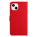 For iPhone 14 Plus Rhombic Grid Texture Leather Phone Case(Red)