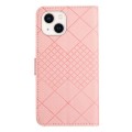For iPhone 14 Rhombic Grid Texture Leather Phone Case(Pink)