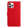 For iPhone 14 Pro Rhombic Grid Texture Leather Phone Case(Red)