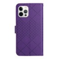 For iPhone 14 Pro Max Rhombic Grid Texture Leather Phone Case(Purple)