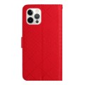 For iPhone 14 Pro Max Rhombic Grid Texture Leather Phone Case(Red)