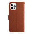 For iPhone 14 Pro Max Rhombic Grid Texture Leather Phone Case(Brown)