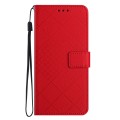 For iPhone 13 Rhombic Grid Texture Leather Phone Case(Red)