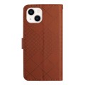 For iPhone 13 Rhombic Grid Texture Leather Phone Case(Brown)
