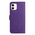 For iPhone 12 / 12 Pro Rhombic Grid Texture Leather Phone Case(Purple)